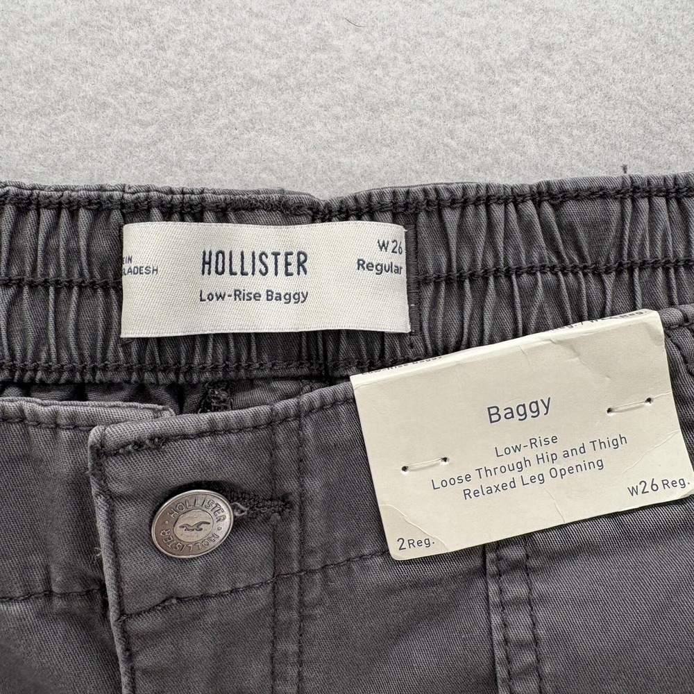 Hollister Low-Rise Baggy Cargo Pants Womens 2 Gray Adjustable Waist Skater Y2K - Picture 4 of 13